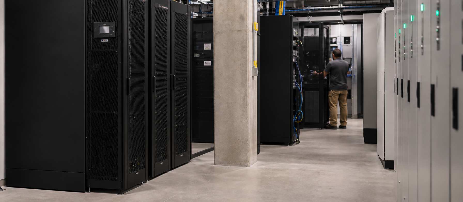 Illustrative organized back-of-house commercial technical infrastructure