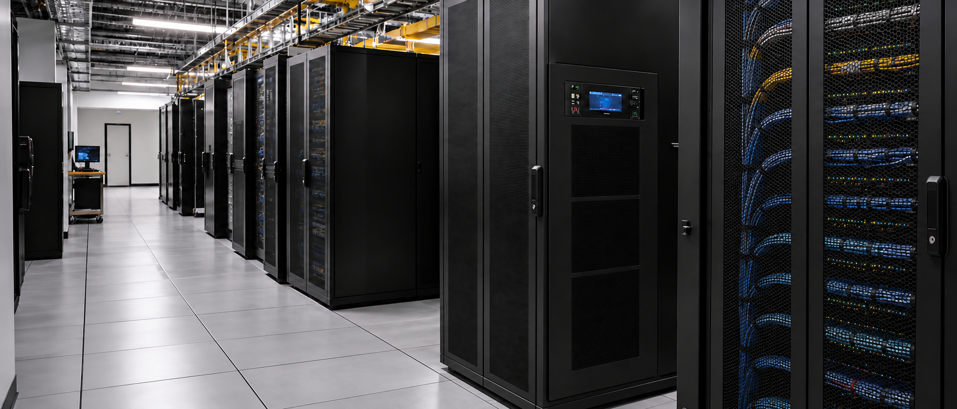 Illustrative organized commercial network and IT infrastructure room