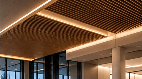 Architectural interior with integrated linear lighting